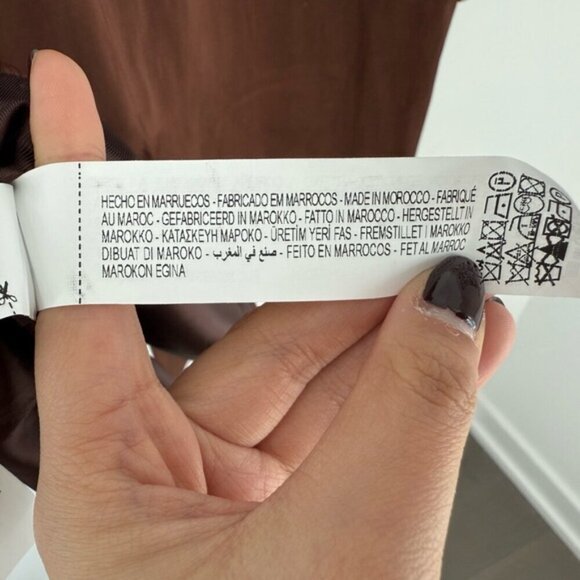 ZARA Brown Satin Linen Blazer size L - Picture 14 of 16